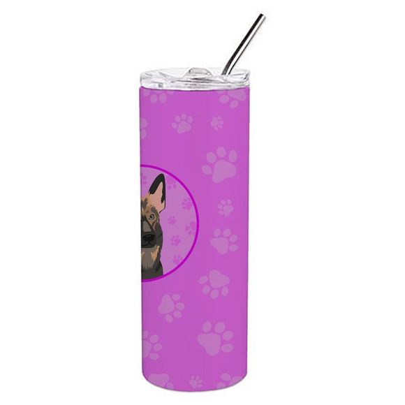 German Shepherd Puppy Stainless Steel 20 oz Skinny Tumbler, Pink - Picture 3 of 4